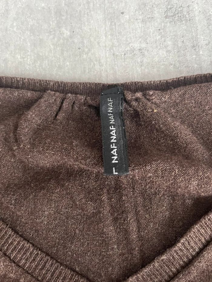 Jolie Pull Fin Marron naf naf taille L - photo numéro 3