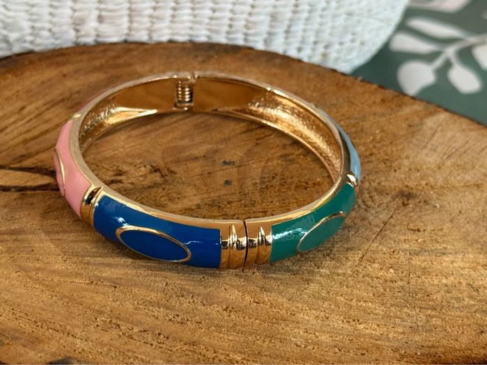 Jonc qui s’ouvre Mile  Mila acier inoxydable or résine multicolore - photo numéro 6