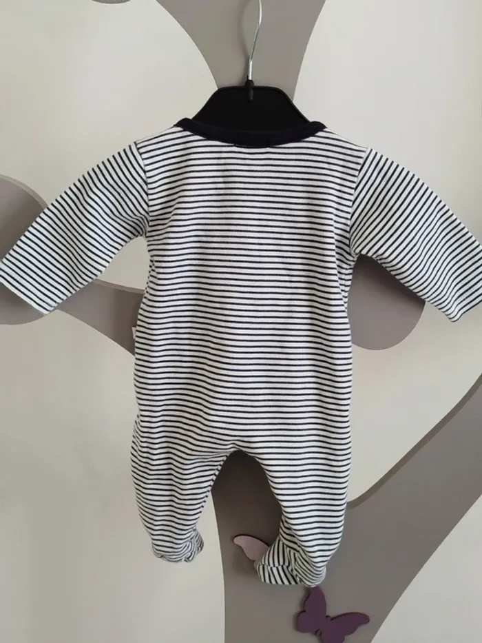 Pyjama à rayures bleu marine et blanc Absorba taille 1 mois - photo numéro 2