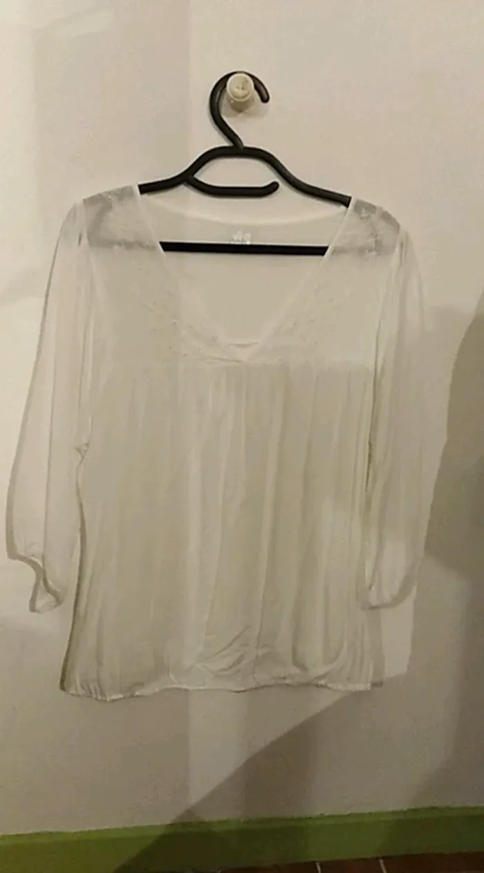 Tee shirt ML blanc Camaïeu taille XL