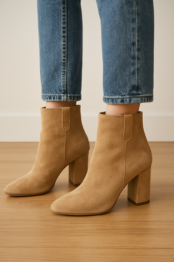Bottines en daim beige – Élégantes & confortables