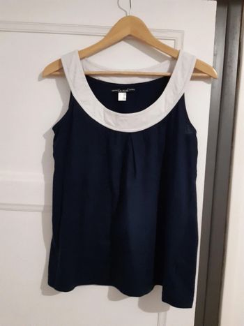 Debardeur marine col blanc (L)