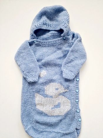 Nid d'ange - Vintage - Tricoté - Bleu - Canard