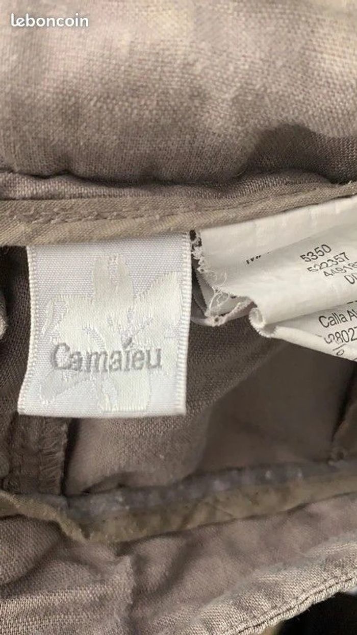 Pantacourt Camaieu en lin et coton T36 - photo numéro 4