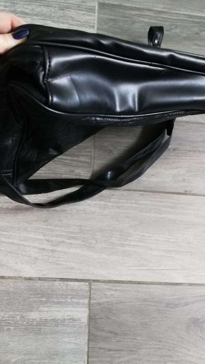 Sac à main noir coutures type patchwork - photo numéro 4