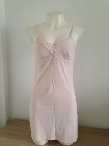Chemise de nuit col V débardeur manches courtes courte 38 Darjeeling