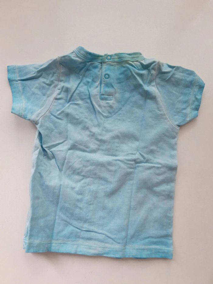 T-shirt bleu couleur bleue effet délavé Tape à l'Oeil. 6mois-68cm. - photo numéro 2