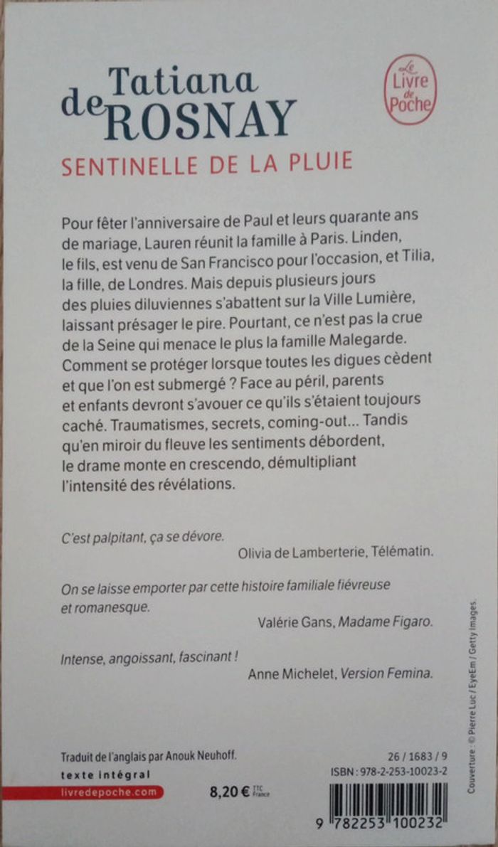 Tatiana de Rosnay 🔹 Sentinelle de la pluie - photo numéro 3