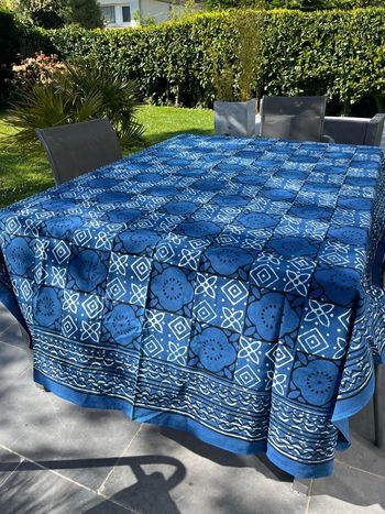 Nappe neuve coton block print 230 x 150 cm