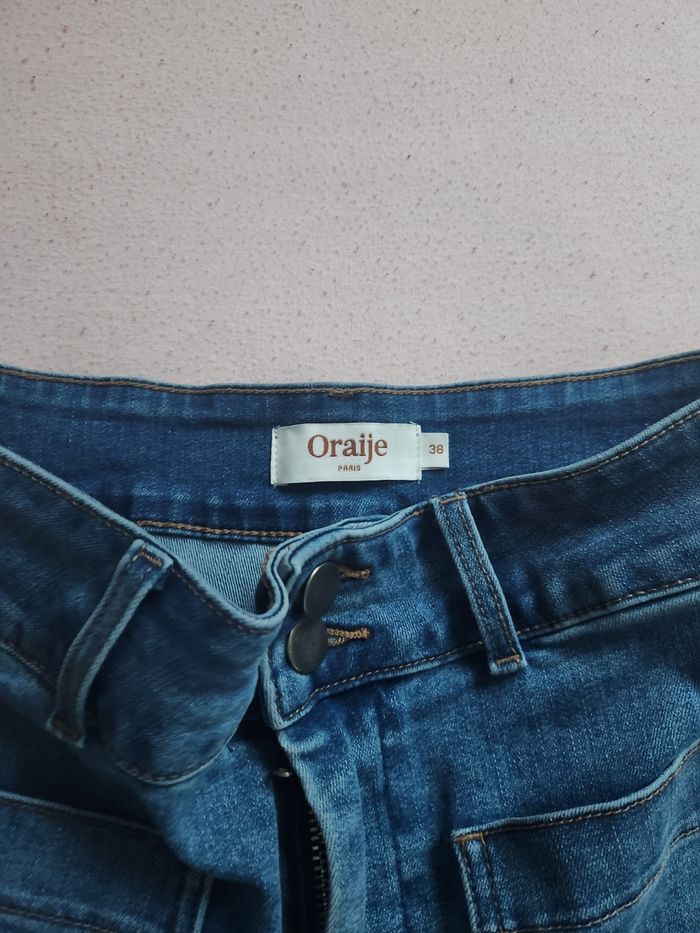 Jean Oraije bleu taille 38, évasé et taille haute. - photo numéro 4