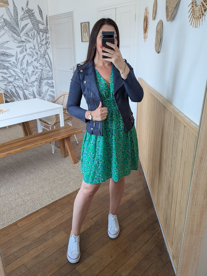Robe fleurie verte et bleue Sofia légère Taille S/M - photo numéro 5