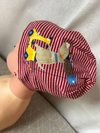 Bonnet milleraies rouge et gris 6/12 mois H&M 