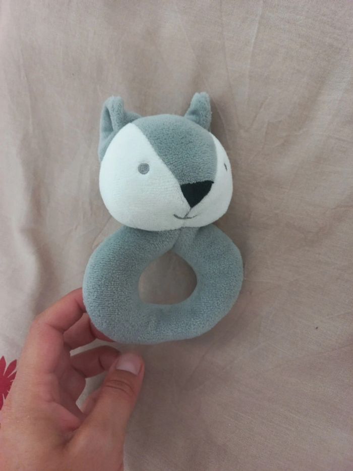 Hochet doudou renard gris neuf - photo numéro 2