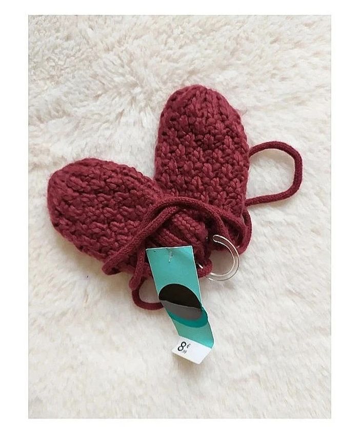 Moufles bébé 0-3 mois hiver maille polaire bordeaux Tex Baby mixte fille garçon