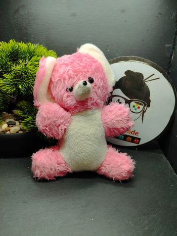 peluche souris nounours blanc rose grelot ancien vintage rat Langue Noir Doudou