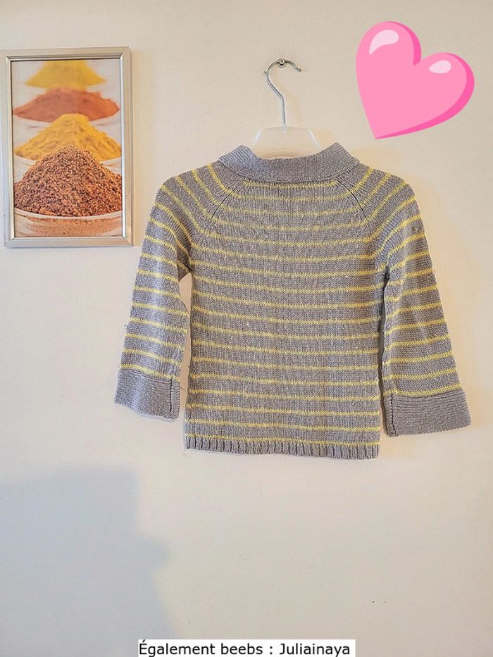 Pull gris a rayure jaune "orchestra" taille 6 ans - photo numéro 5