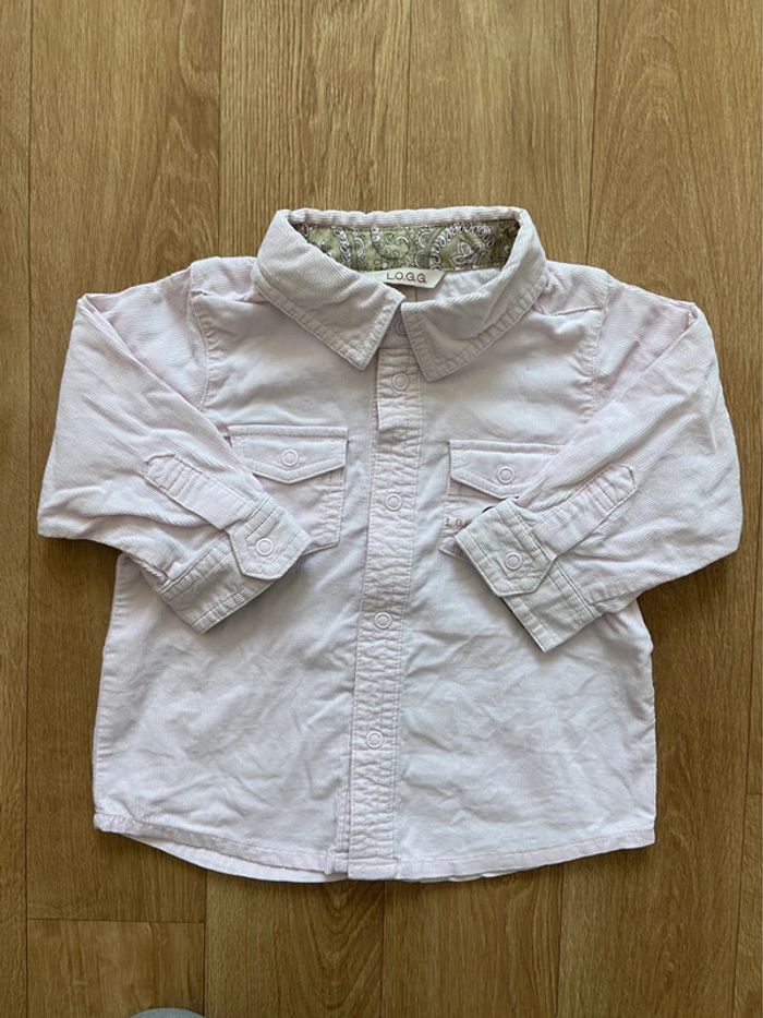 Chemise rose côtelé fille 6/9 M