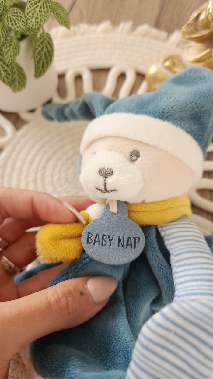 Doudou Lange Ours Baby Nat Turquoise Beige - photo numéro 8