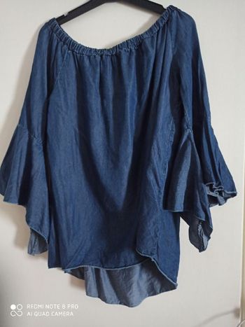 Blouse épaules dénudées en jeans