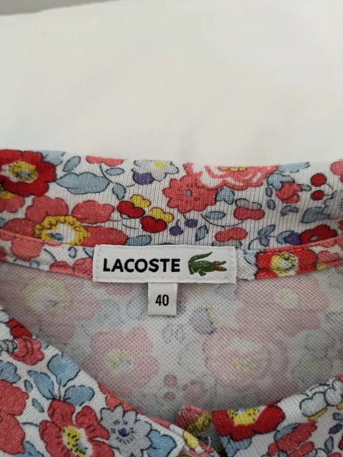Polo fleuri vintage - Lacoste - taille 36 - photo numéro 4