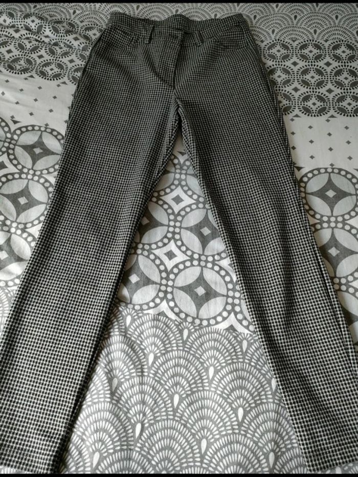 Pantalon gris femme Kiabi 38 style pieds de poules