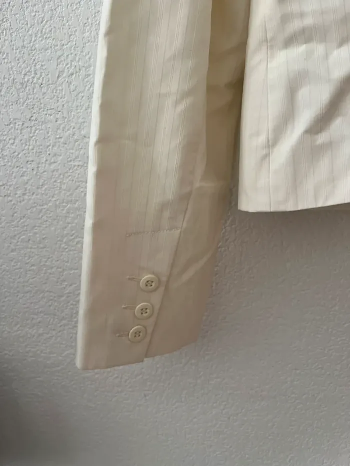 Veste blazer femme Camaïeu écru rayé - Taille 40 - photo numéro 3