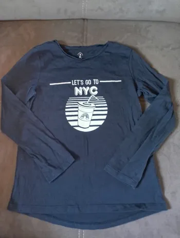 Tee shirt chemise manches longues Fille 8 ans Nyc arc en ciel Z grain de blé