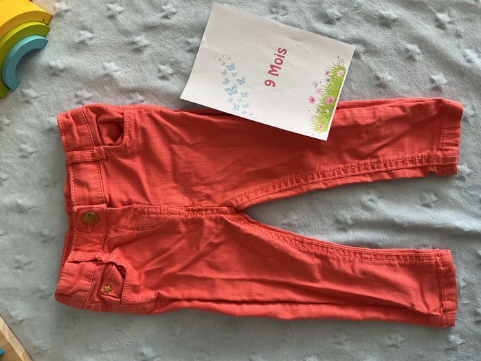 pantalon slim rose orange 9 mois taille réglable tape à l'oeil - photo numéro 3