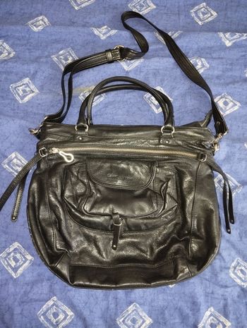 Sac Lancaster soft vintage en cuir véritable noir sac de grande capacité 