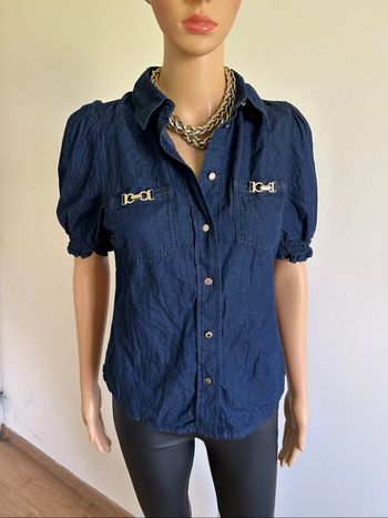 Chemise bleue marine à manches courtes Morgan taille 34 TBE