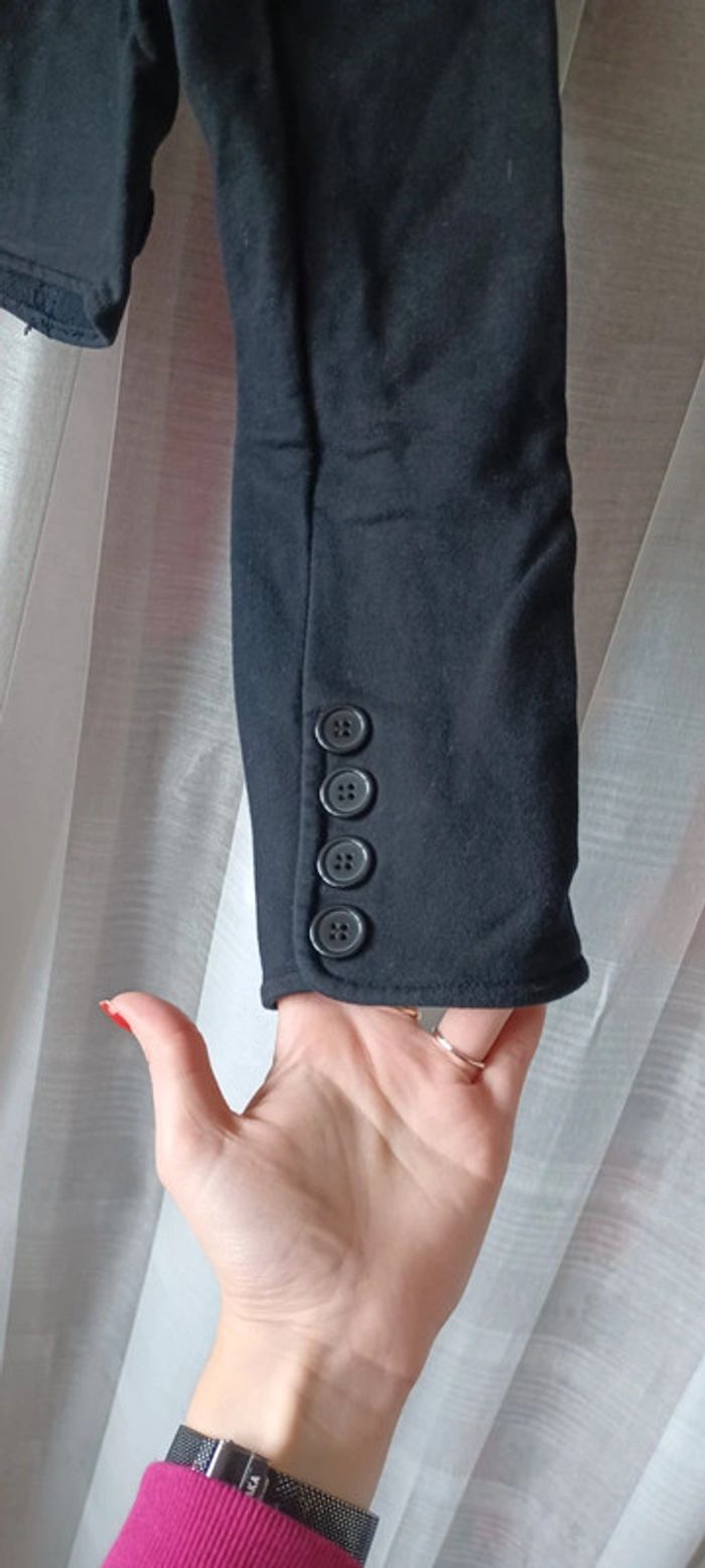 Veste femme courte noire PROMOD, avec col couleur taupe, taille L - photo numéro 3