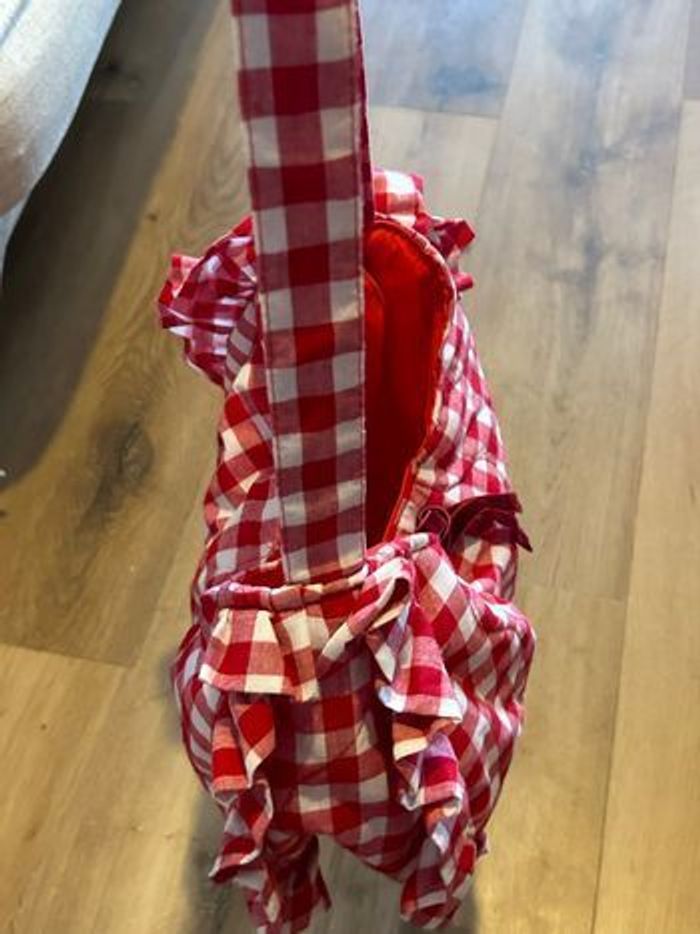 Sac à carreaux vichy blanc et rouge - photo numéro 5