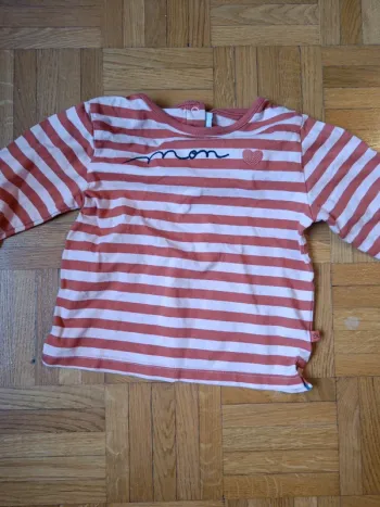 Tee shirt manches longues rose et orange rayé Cadet Rousselle 18mois