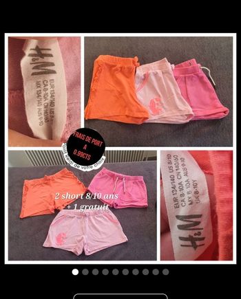 Lot de 2 shorts h&m + 1 gratuit fille 8/10ans