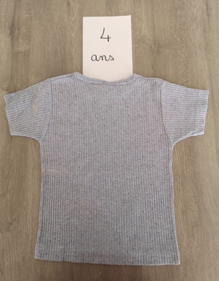 Tee shirt bleu côtelé 4 ans - photo numéro 4