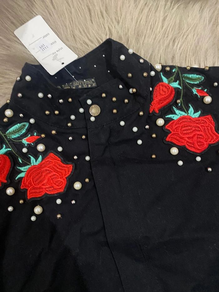 Veste noir perle rose - photo numéro 2