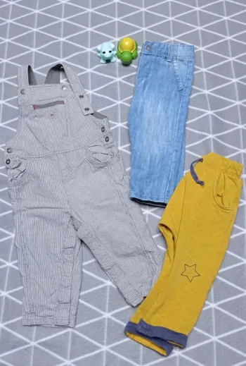 🦁Lot 1 salopette + 2 pantalons, 12 mois