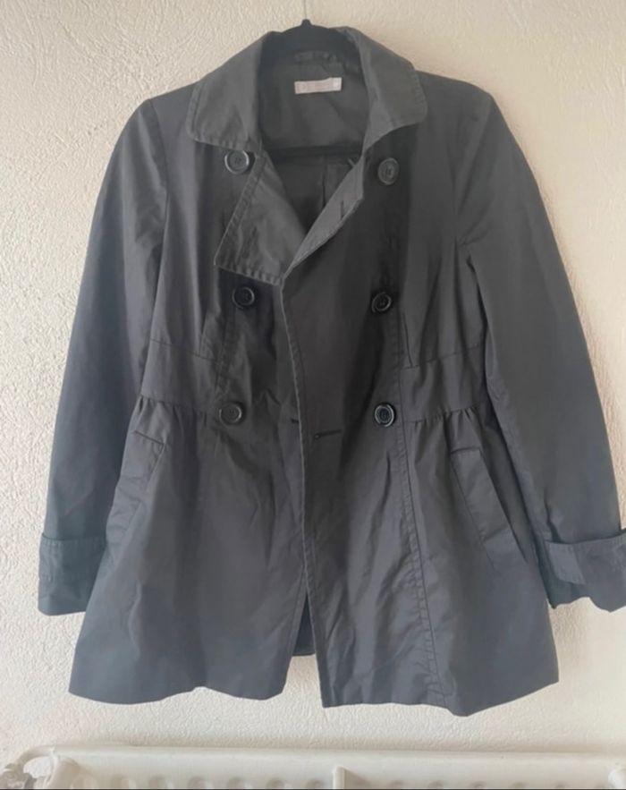 Trench cintré en coton enduit - taille 38 - photo numéro 9