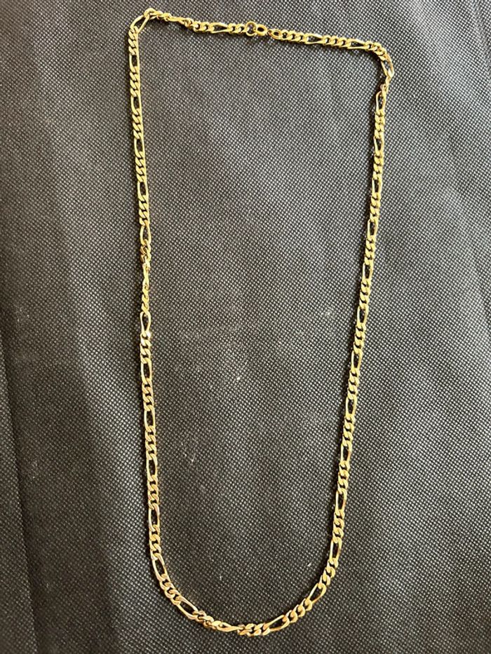 Beau et long collier/chaîne maille «cheval » en plaqué or mixte TBE - photo numéro 2