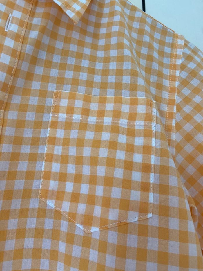 Chemise en coton vichy jaune et blanc Monoprix taille 10 ans - photo numéro 4
