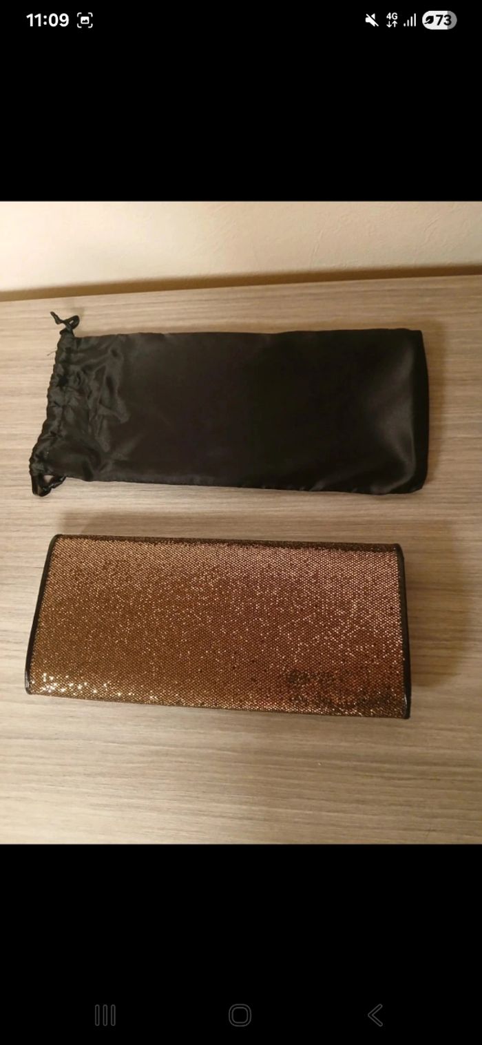 Pochette de soirée paillettes cuivre neuve - photo numéro 3