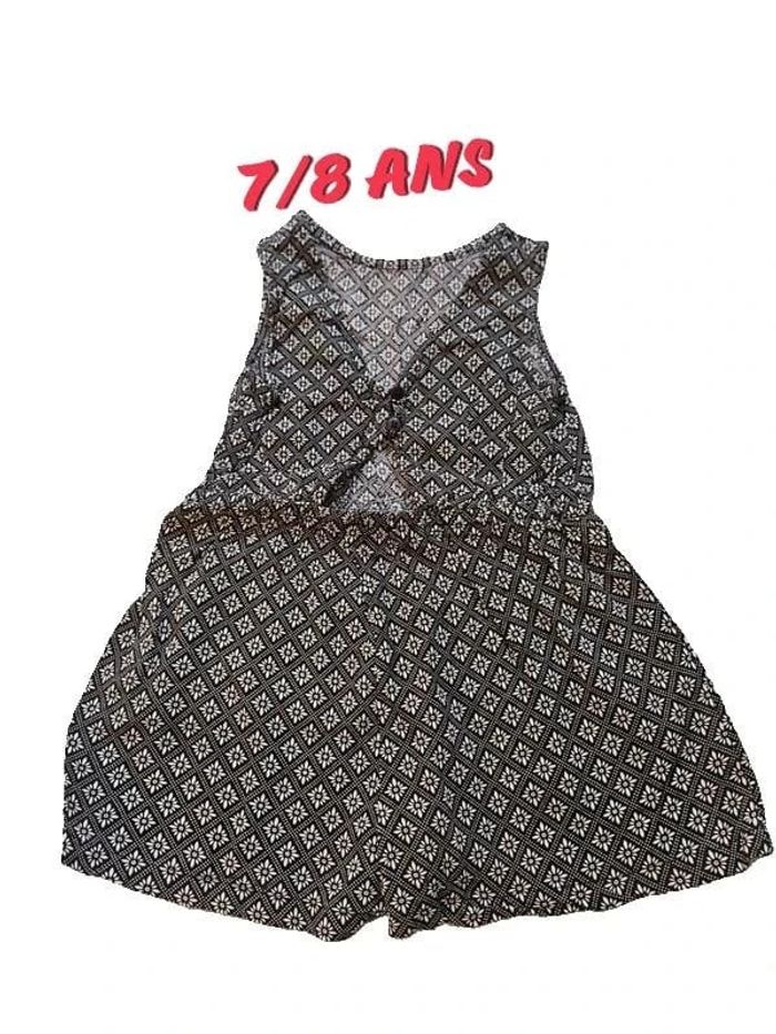 Combi Short Noir  Fleuri - 7/8ans