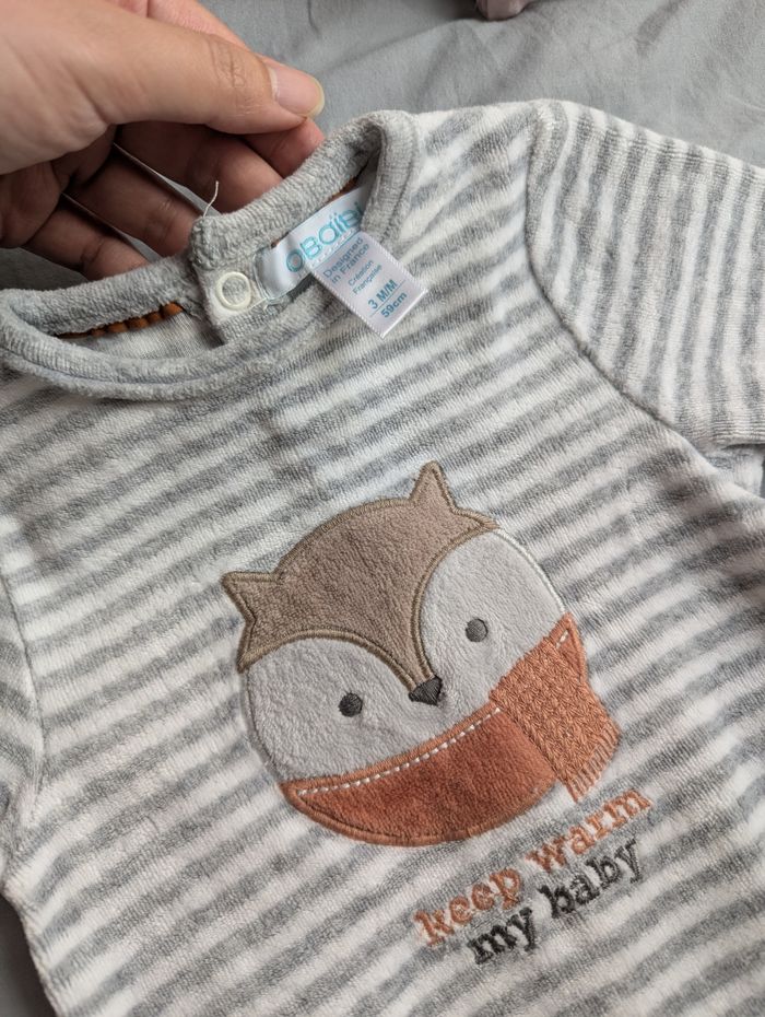 Pyjama velours 3 mois 59cm - photo numéro 2