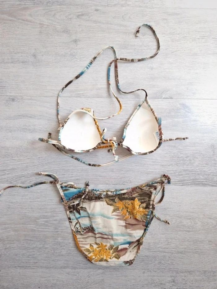 Maillot de bain 2 pièces neuf Kookai motif plage et palmiers - photo numéro 2