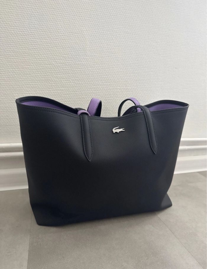 Sac cabas Lacoste bleu marine (intérieur violet) - photo numéro 9