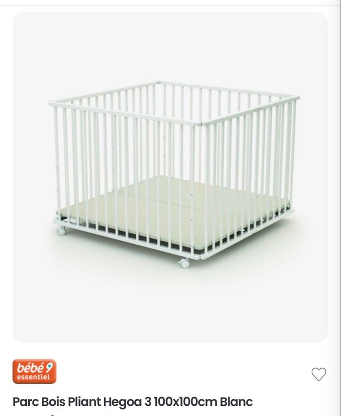 Parc en bois pliant HEGOA blanc - photo numéro 2