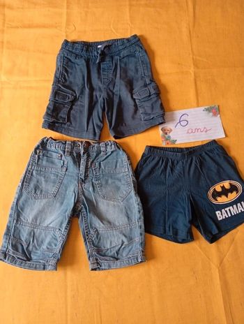 Lot Printemps été 3 shorts bleu 6 ans pour garçon