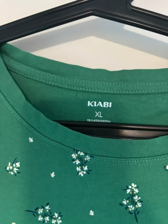 T-shirt vert à fleurs Kiabi taille XL - photo numéro 2