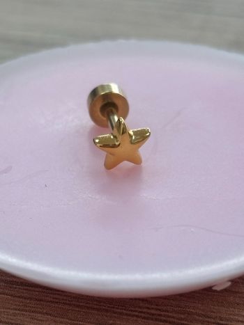 Piercing oreille doré acier inoxydable étoile nébuleuse 