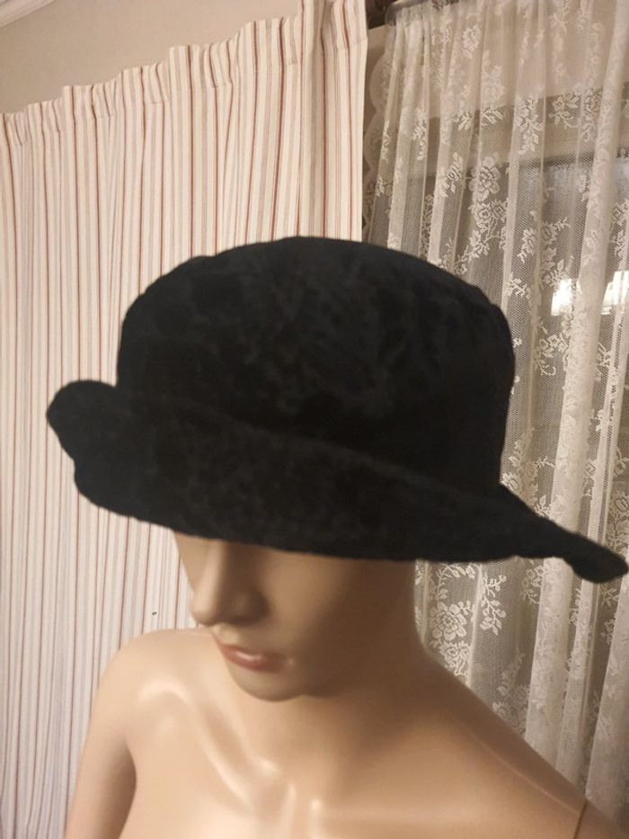 Chapeau noir style velour taille unique M - photo numéro 9